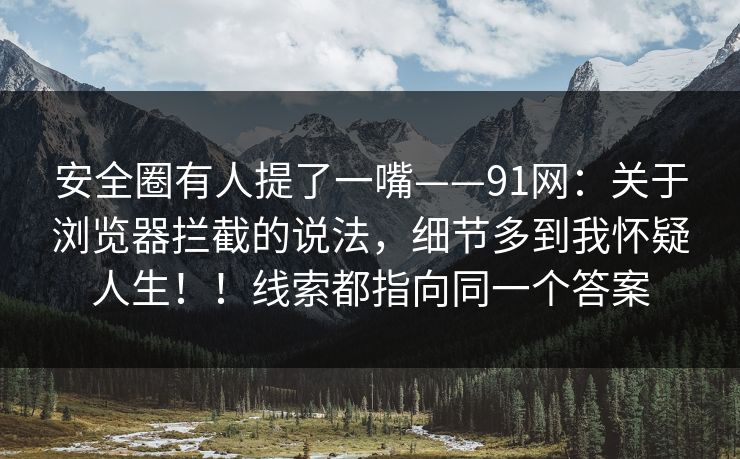 安全圈有人提了一嘴——91网：关于浏览器拦截的说法，细节多到我怀疑人生！！线索都指向同一个答案