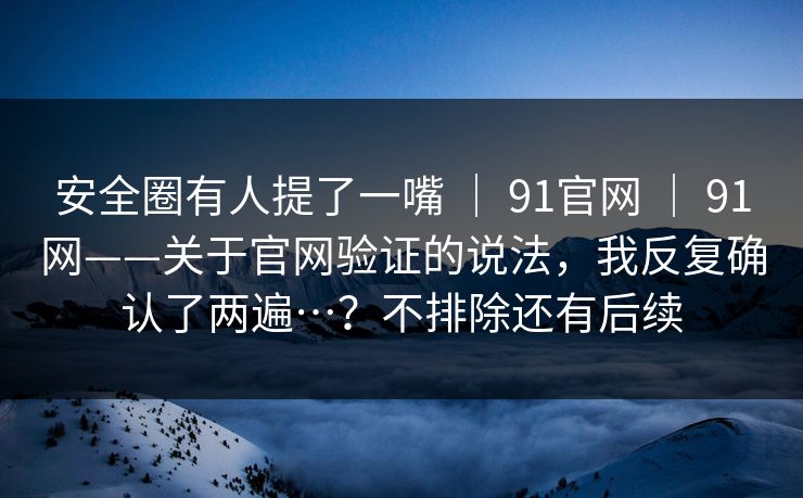 安全圈有人提了一嘴 ｜ 91官网 91网——关于官网验证的说法，我反复确认了两遍…？不排除还有后续  第1张